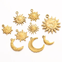 3 pendenti classici in acciaio inossidabile con sole e luna, pendenti con sole celeste, per la creazione di gioielli artigianali, braccialetti, collane fatte a mano fai da te