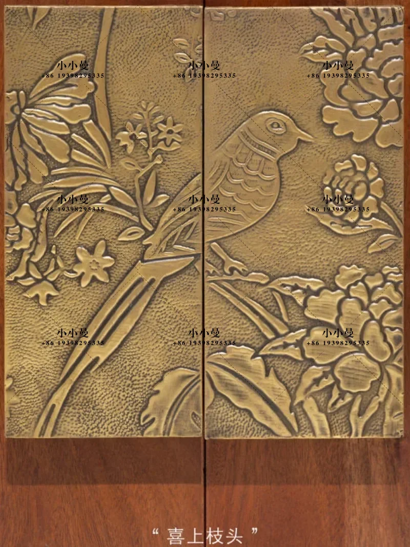 2026 new integrated sundries storage French solid wood brass relief storage cabinet