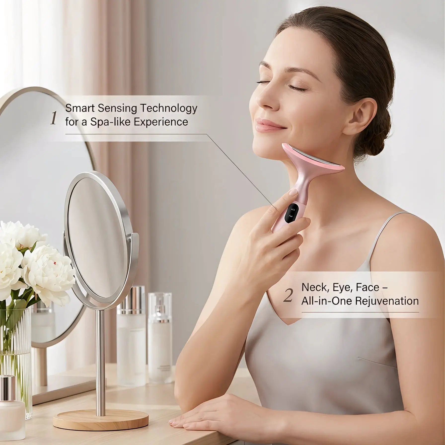 

4 Modes LED Photon Facial Beauty Device EMS Microcurrent Lifting Neck Eye Massager Heating Anti Wrinkle Skin Tightening Home Spa