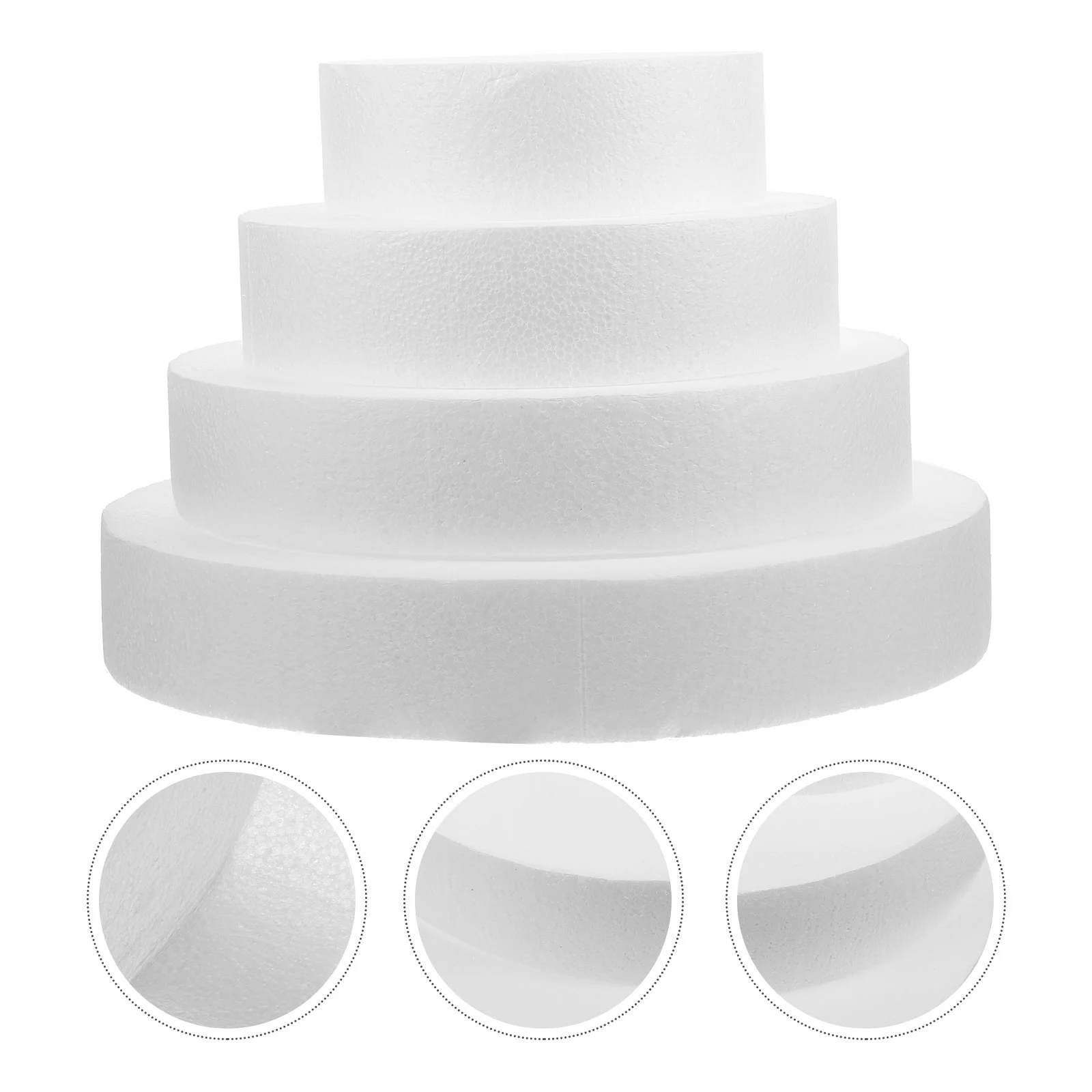 4 Pcs Foam for Cake Decorating Tray DIY Mould Turntable Fake Model White Dummies