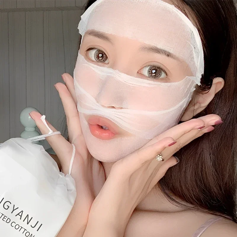 일회용 물 절약 코튼 패드, 젖은 코튼 스트레치, 휴대용 메이크업 제거, 통기성 페이셜 마스크, 페이퍼 스킨 케어, 50 개/백