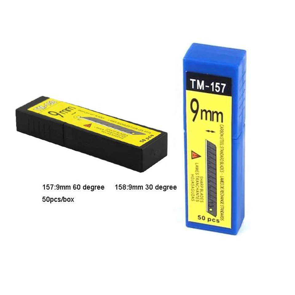 Professional 9mm Utility Knife Blades for Car Wrapping - 30 & 45 Degree Angle Blades for Precise Vinyl & PPF Film Trimming, 50-P