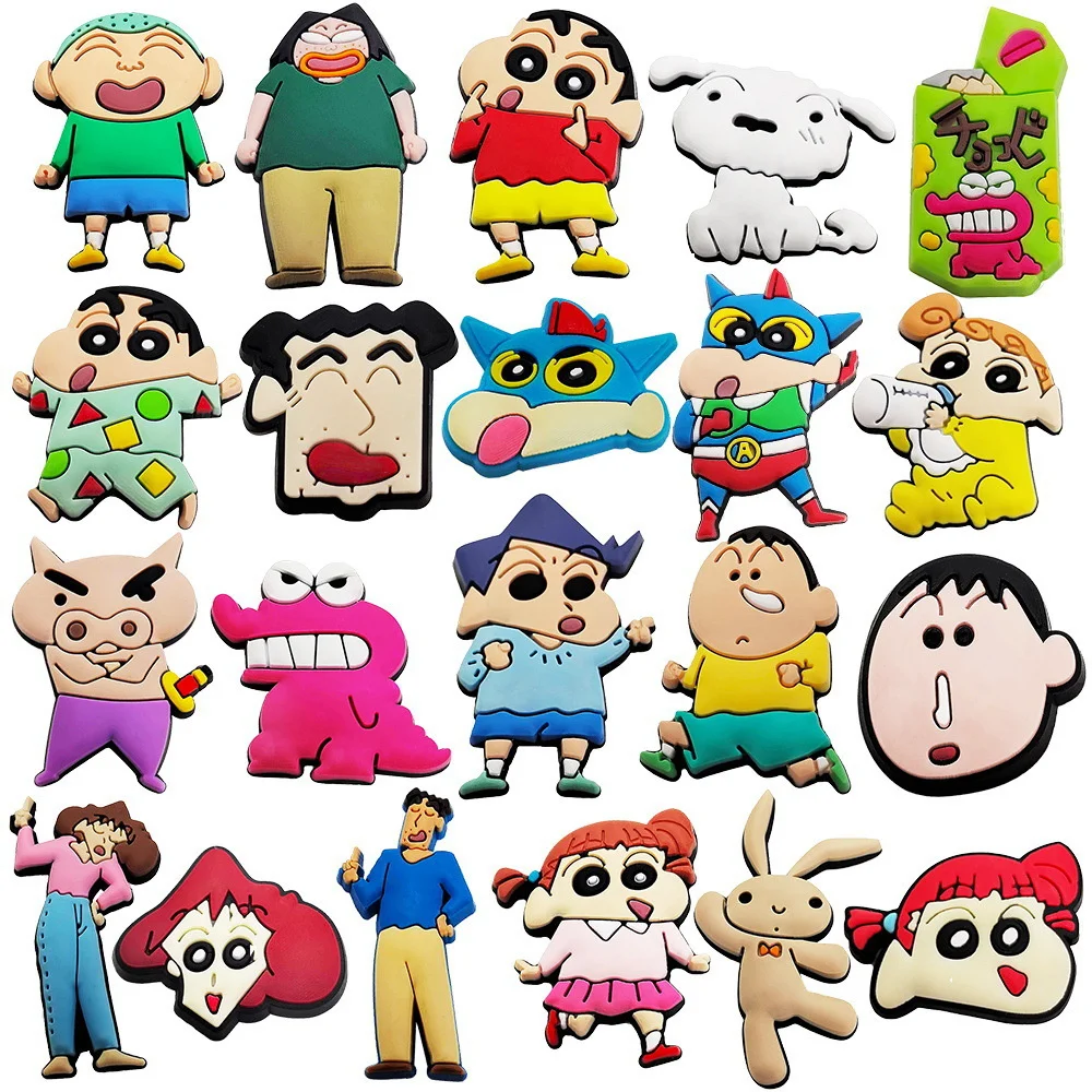 10/21/31 Uds. Kawaii Anime Crayon Shin-Chan dibujos animados Cosplay sandalias hebilla accesorios zapatillas decoración hebilla regalos para niñas