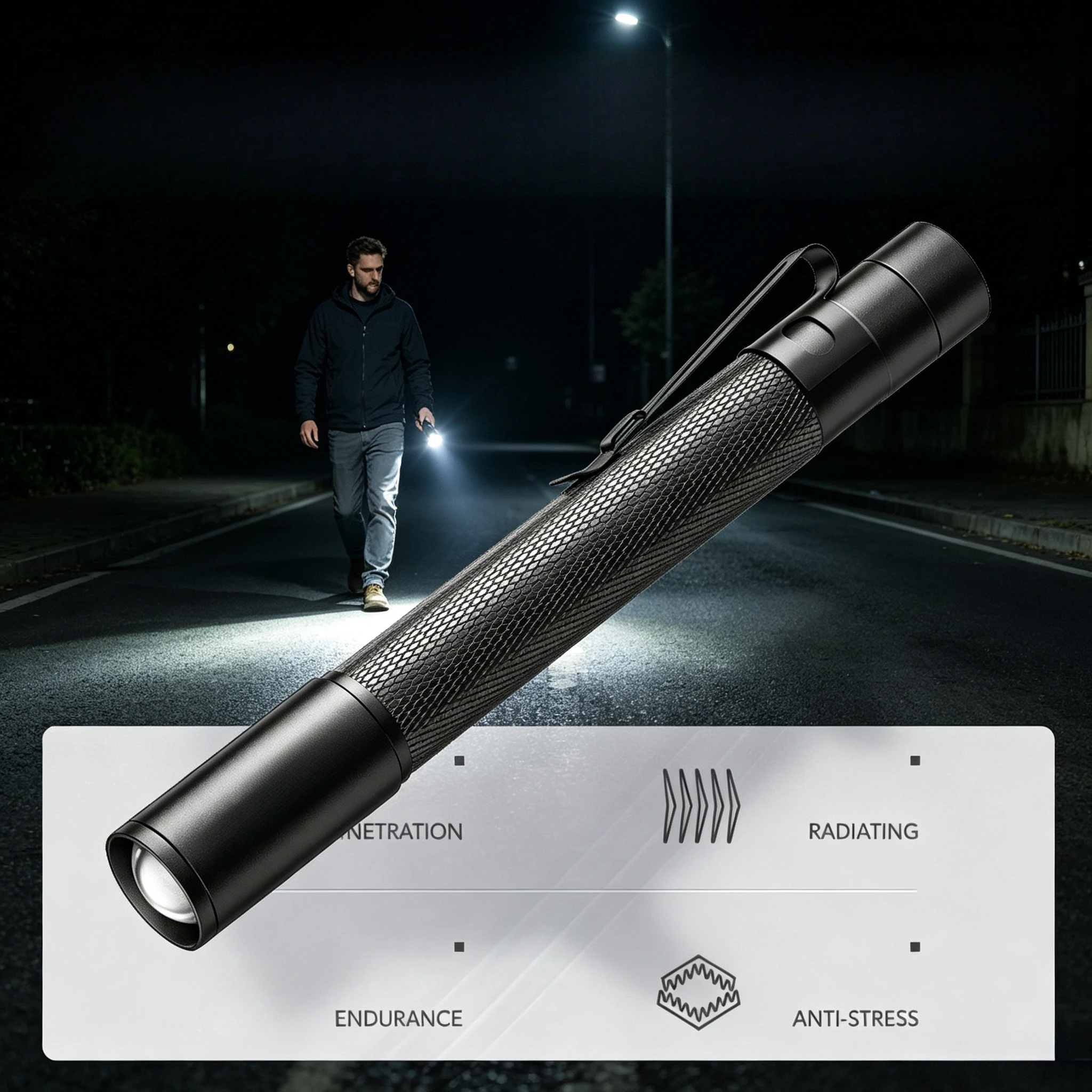Aluminum Alloy Mini LED Pen Flashlight With Pocket Clip, Large Capacity Portable Pocket Torch Light for Household Daily Use