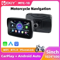 EKIY 5,0 pulgadas inalámbrico CarPlay Moto Android Auto portátil Digital motocicleta tablero GPS navegación pantalla Monitor