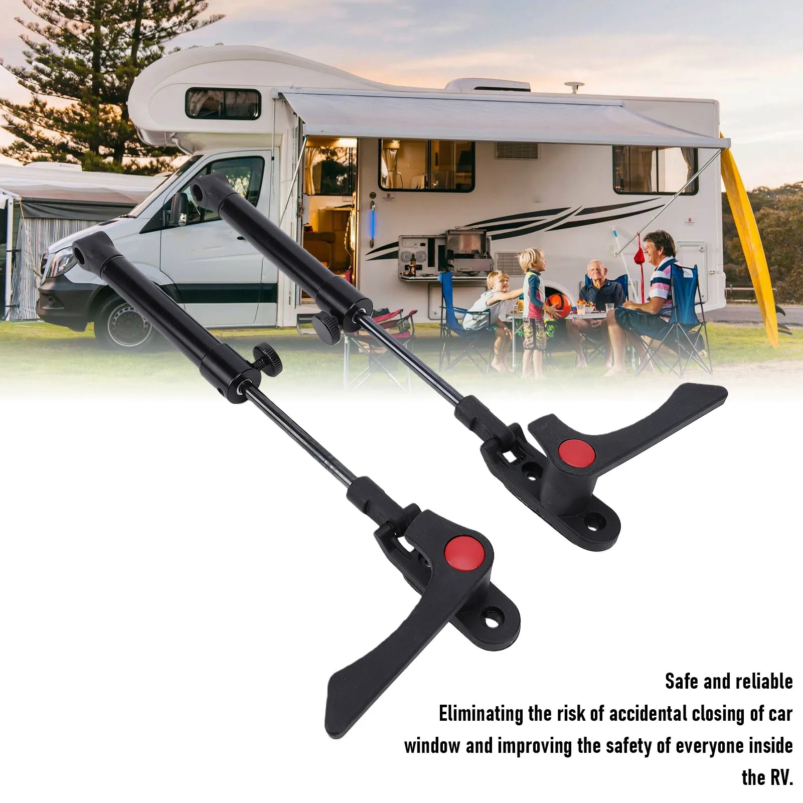 2PCS RV Window Support Rod Telescopic 205-270mm/8.07-10.63in Metal Window Lift Strut for Motorhome Camping Vehicle Trailer