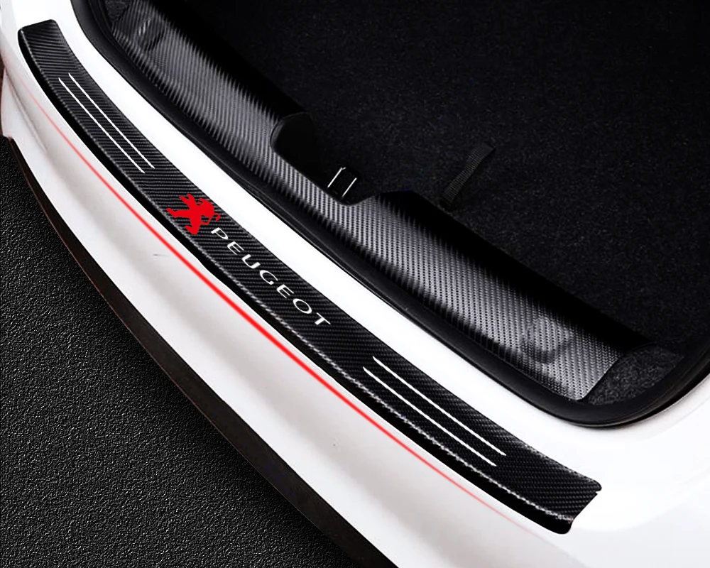 1pcs Carbon Fiber Auto Rear Bumper Trunk Protection Sticker Decal Car Styling For Peugeot 3008 5008 208 407 406 4008 206 308 307