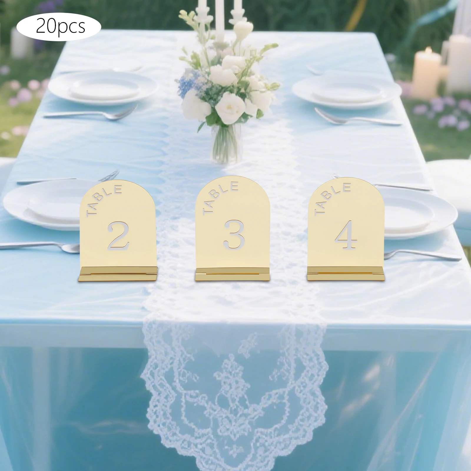

20Pcs Wedding Table Numbers, Mirror Acrylic Table Number with Stands 1-20 Printed, Table Sign Numbers for Wedding Reception