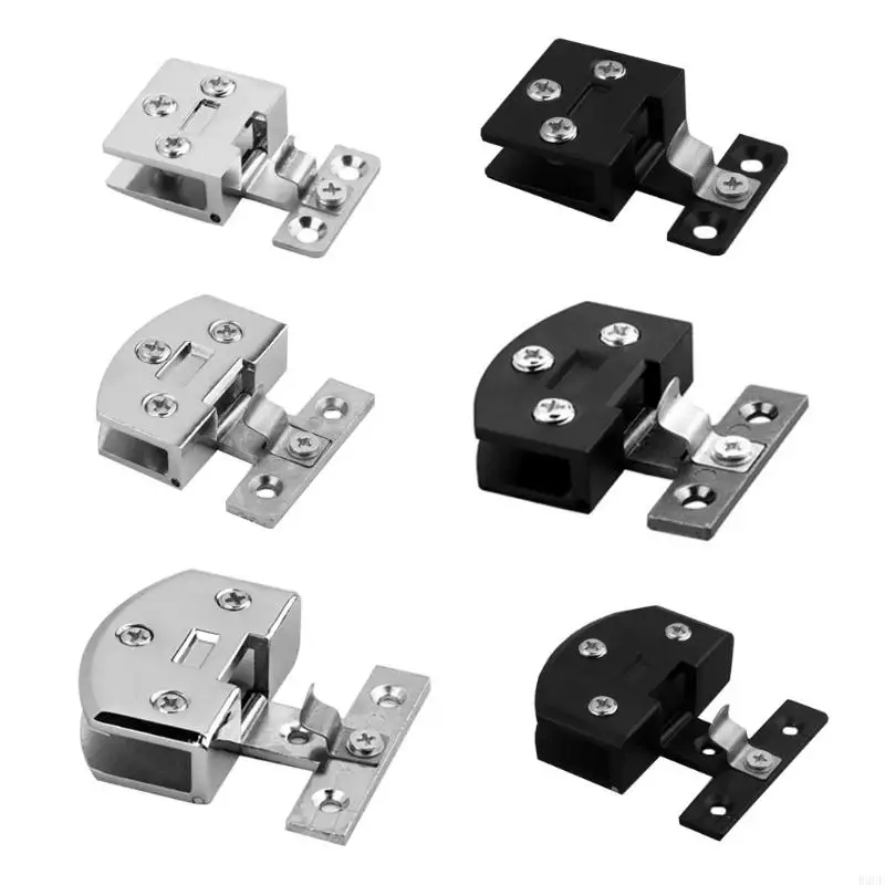 

652F Stainless Steel Glass Door Clamp Wine Cabinet Door Showcase Hinge Non-porous Glass Hinge U-shaped Buckle Design