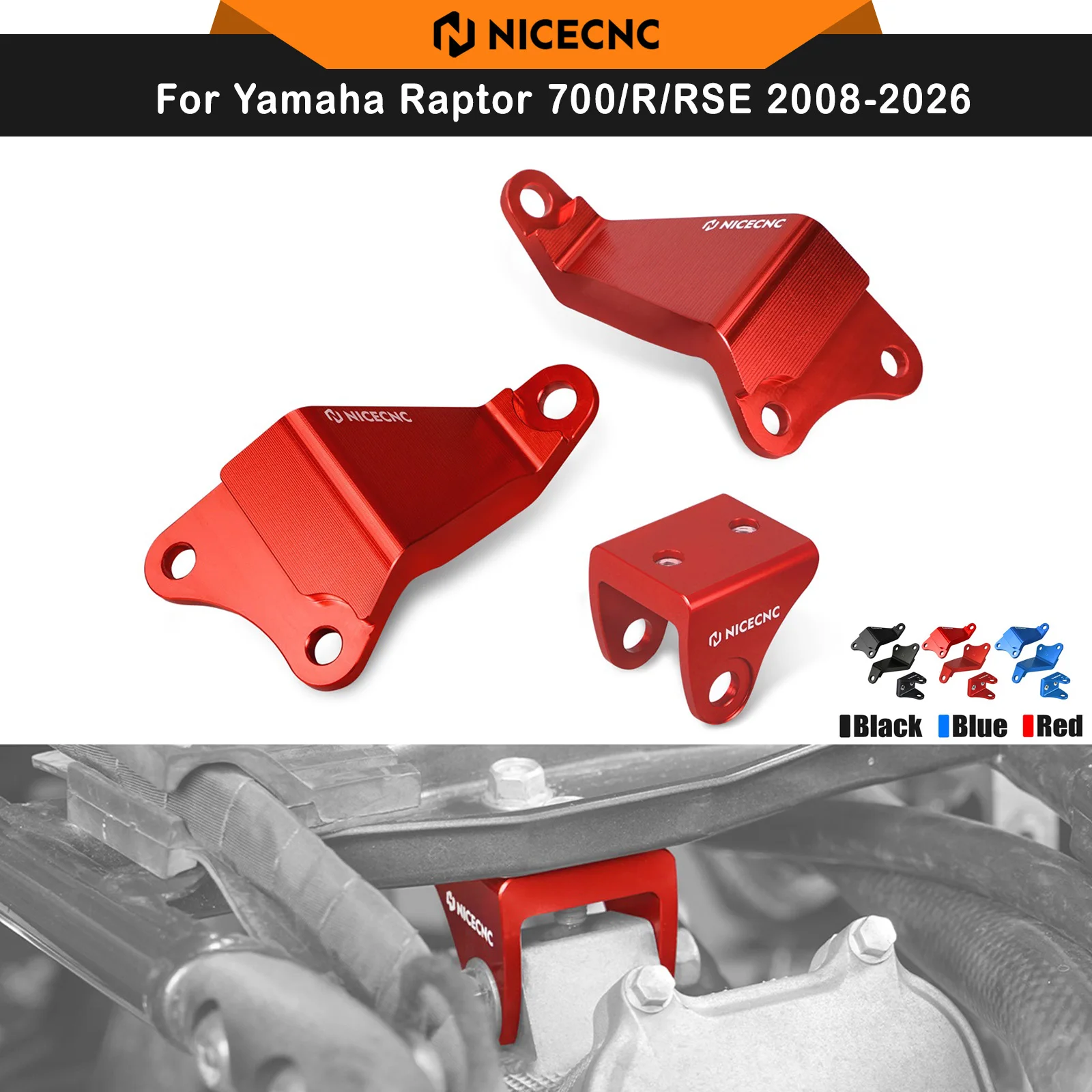 NICECNC For Raptor 700 Engine Brackets Stays For Yamaha Raptor 700 SE 2008-2024 YFM700 YFM700R 1S3-21316-10-00 ATV Aluminum