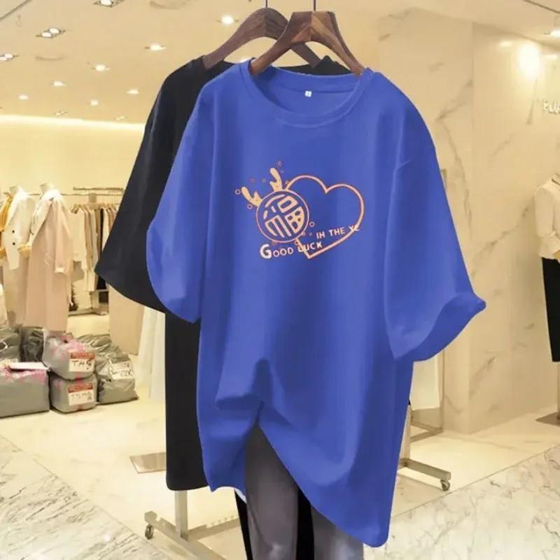 

Women Vintage Chic Loose Short Sleeve T-shirt Summer Letter Printed Basics Top Tee Fashion Casual Pure Cotton Pullovers