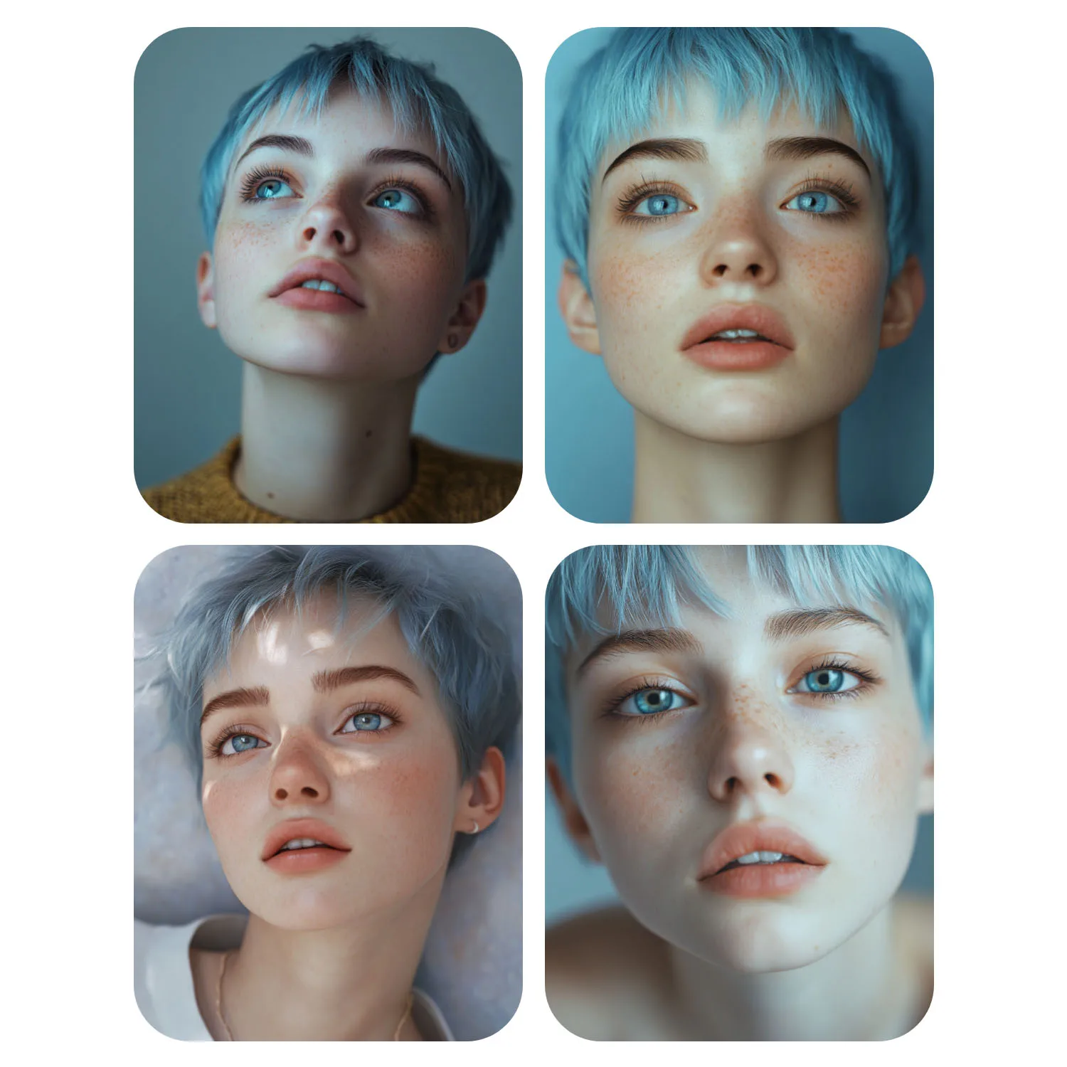 

Hand Paint Blue hair blue eyes girl Painting By Numbers Kit DIY Acrylic Artwork Canvas Art Gift Home