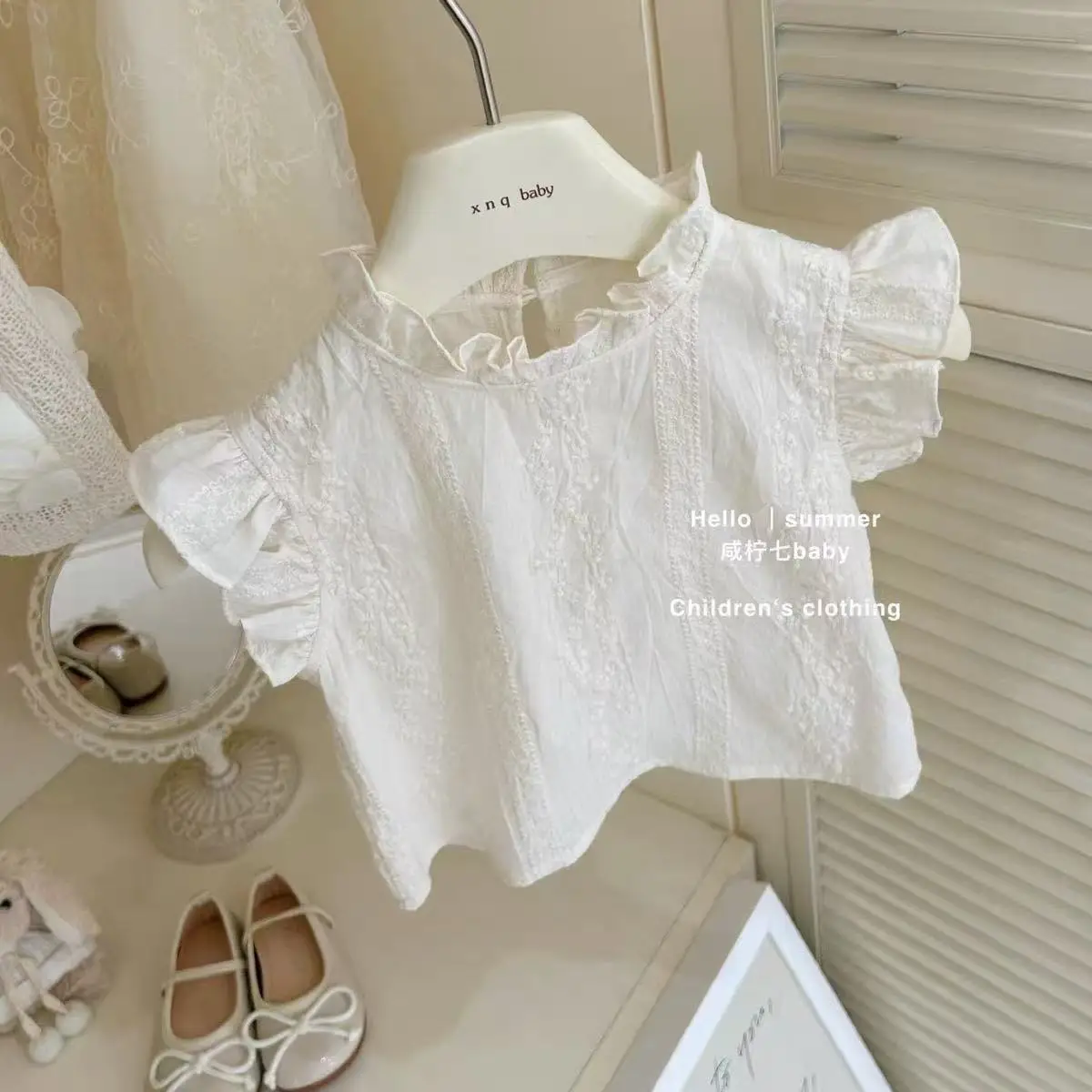 

Summer Girls' Set Fashionable 2026 New Children's Dress+Sweet Flying Sleeve Doll Shirt Two-piece set