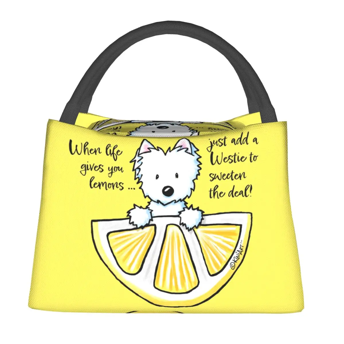 

Lemons Westie Dog Lunch Bag For Unisex Animals Lunch Box Funny School Cooler Bag Portable Insulated Oxford Tote Food Bags