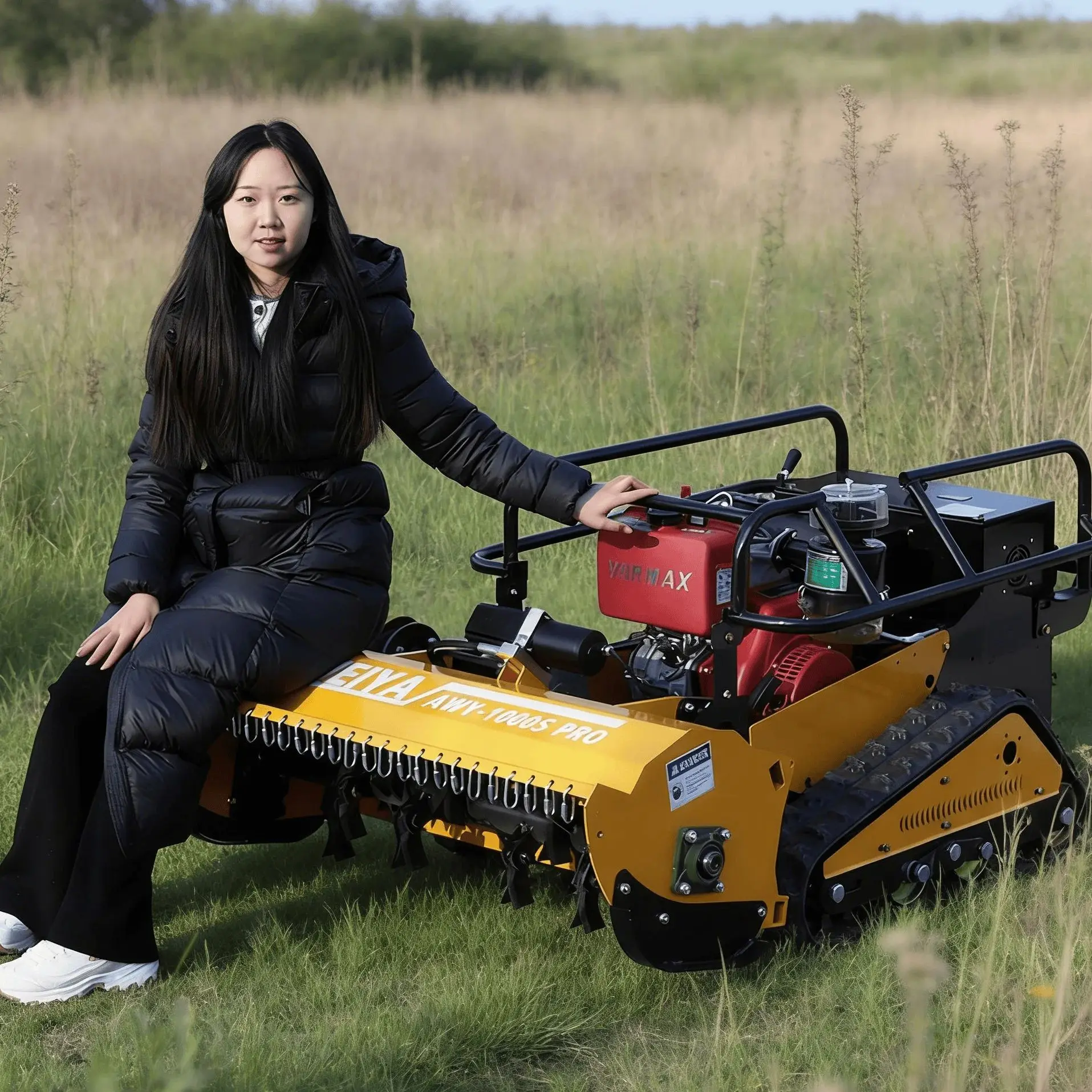 Customized AWY-800 Flail mower 850W brushless walking motor powerful and longer-lasting 150mm wide tracks, strong grip