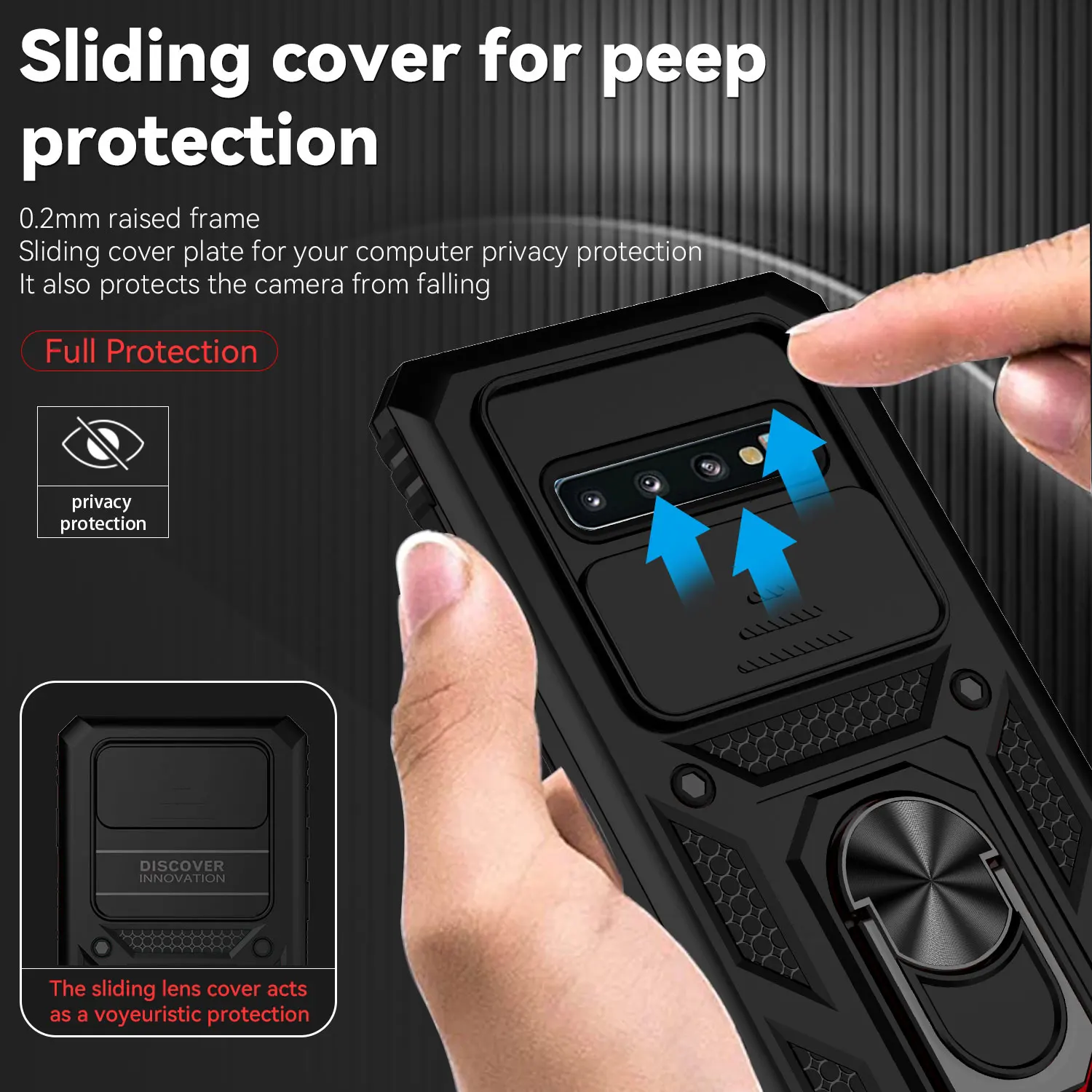 Shockproof Armor Car Magnetic Holder Ring Phone Case For Samsung Galaxy S10 S10 Plus Slide Lens Protect Cover S10Plus