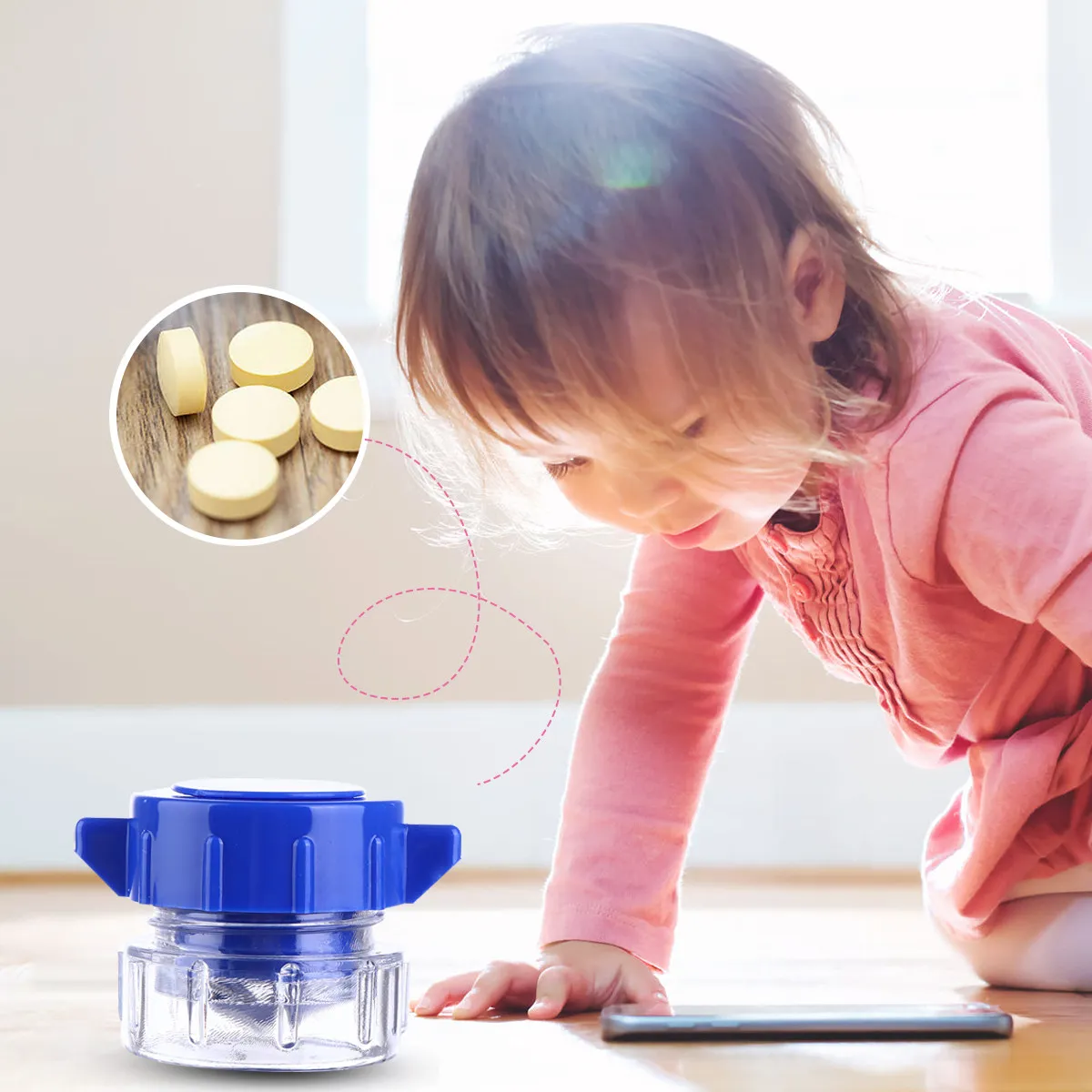 Baby Pill Portable Blue Durable Medicine Pulverizer Crusher Cutter Grade Strong Easy Clean Storage Box Small
