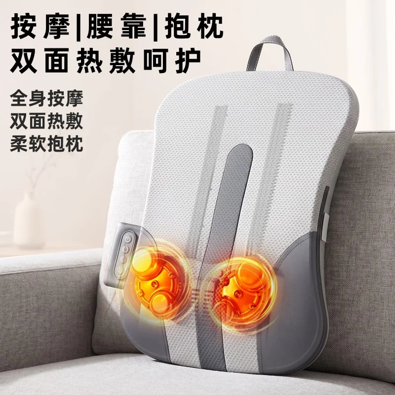 Cordless Heating Massage Cushion Neck Waist Shoulder Multi‑function Kneading Massager For Car Home