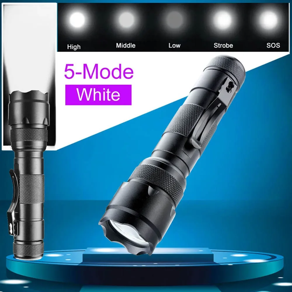 LED 3000LM Tactical Flashlight Aluminium LED Flashlight Waterproof Torch Flashlight LED Lamp 18650 Battery for Hunting Camping