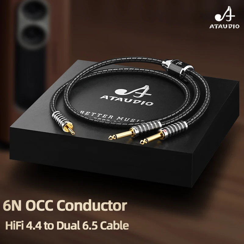 HiFi 4.4mm to Dual 6.5mm Cable OCC Silver Plated 4.4 Balanced to Splitter Dual 6.5 TS Audio Cable for Amplifier Balanced Player