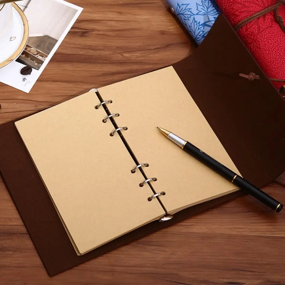 80Sheets Durable Kraft Paper Loose Leaf Paper A5/A6/A7 Horizontal Line/Blank Notebook Refill Paper Notepad Inside Paper Gift