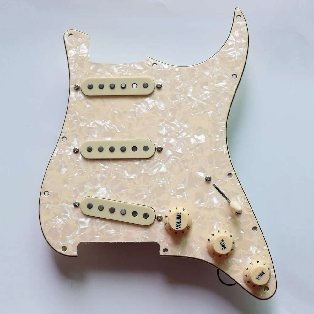 Electric Guitar 1960s Retro ST Single Coil Line Assembly, SSS Cream Pearl Panel SQ Set