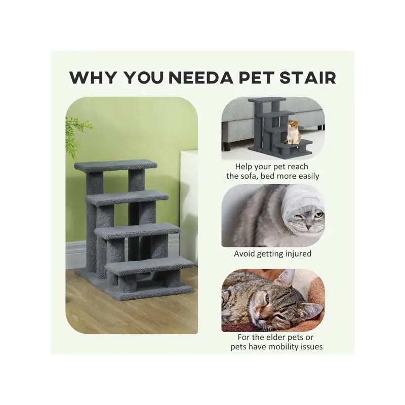 سلالم للحيوانات الأليفة للكلاب والقطط، عمود خدش متعدد المستويات لسهولة الوصول، تصميم موفر للمساحة مع مواد متينة، مثالي