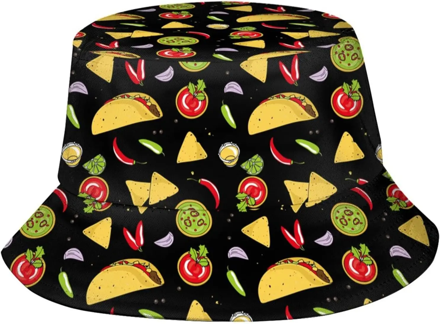 Cute Taco Pattern Bucket Hat Mexican Style Fisherman's Sun Hat with Sun Protection for Men and Women