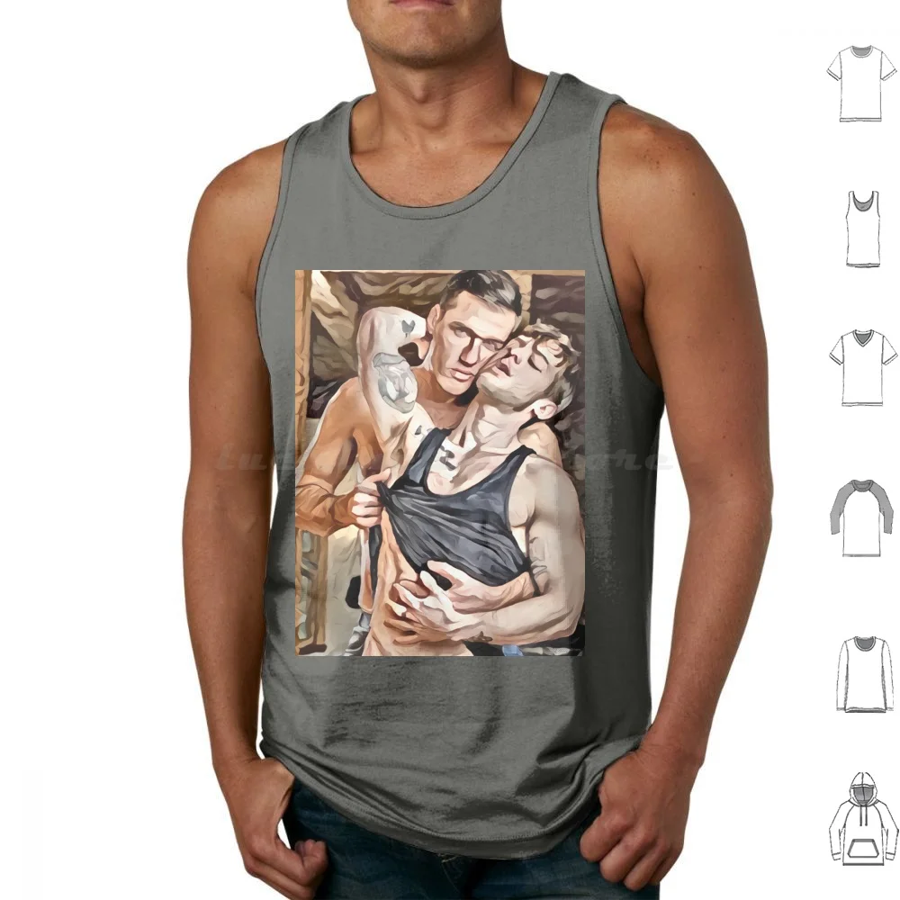 Lust & Seduction Tank Tops Print Cotton Male Men Male Couple Male Art Art Men Couple Lovers Lust Erotic Erotic Art