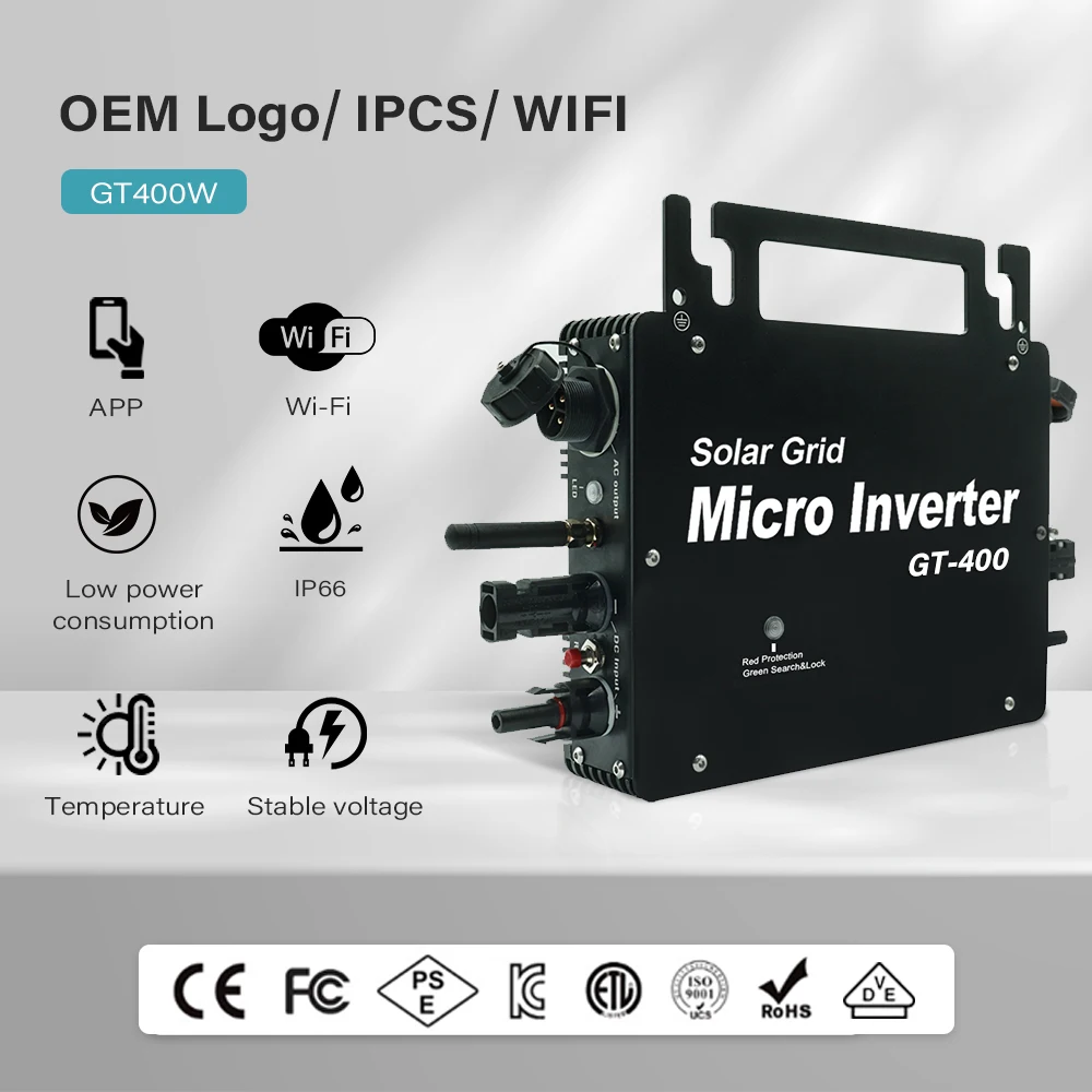 HT 400W Grid Tie Inverter  MPPT Solar  with WiFi App Control, Waterproof Automatic Identification Micro 