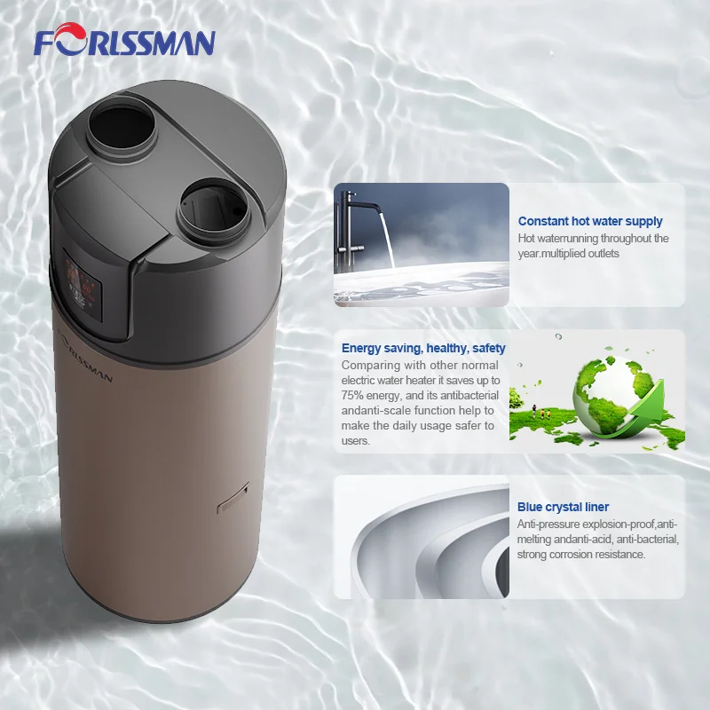 الكل في واحد 200L مصدر الهواء مضخة الحرارة سخانات المياه الكهربائية الطاقة الشمسية الغاز ROHS معتمد في الهواء الطلق المنزلية R290 المبردات