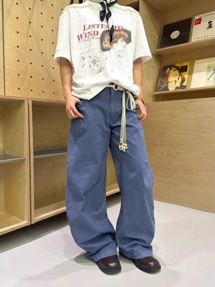 

American Sle Vintage Waed Men's Loose Fit Long Casual Pants Straight Leg Cotton Youthful Spring Summer Faion Brand