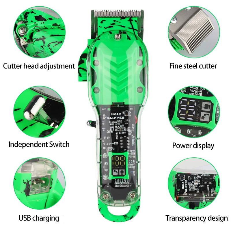 Cyberpunk T9 Men's Electric Hair Clipper High-End Digital Display Usb Retro Wireless Pro Hair Clipper Men's Razor