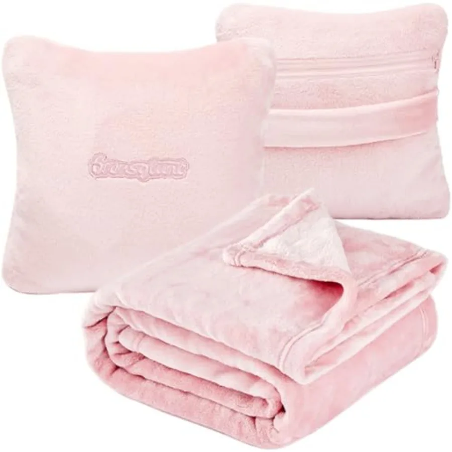 

Travel Blanket Pillow, Premium 2 in 1 Flannel Airplane Blanket Compact for Travel, Office, Home, Travel Essentials Accessories