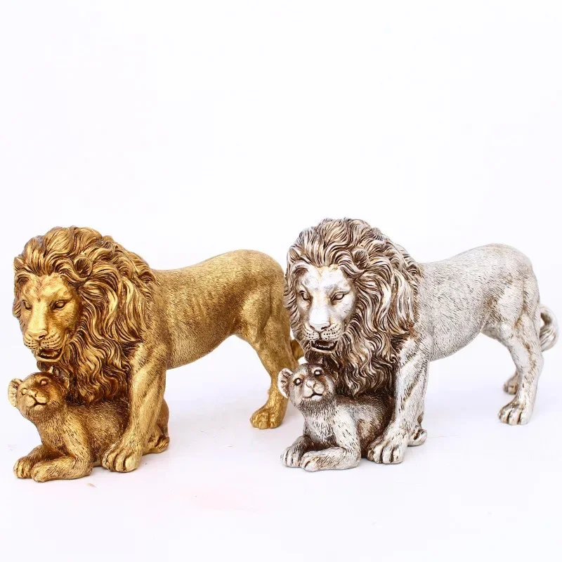 

24cm Nordic creative lion resin crafts home living room porch Study desk decorate Housewarming Decoration gift