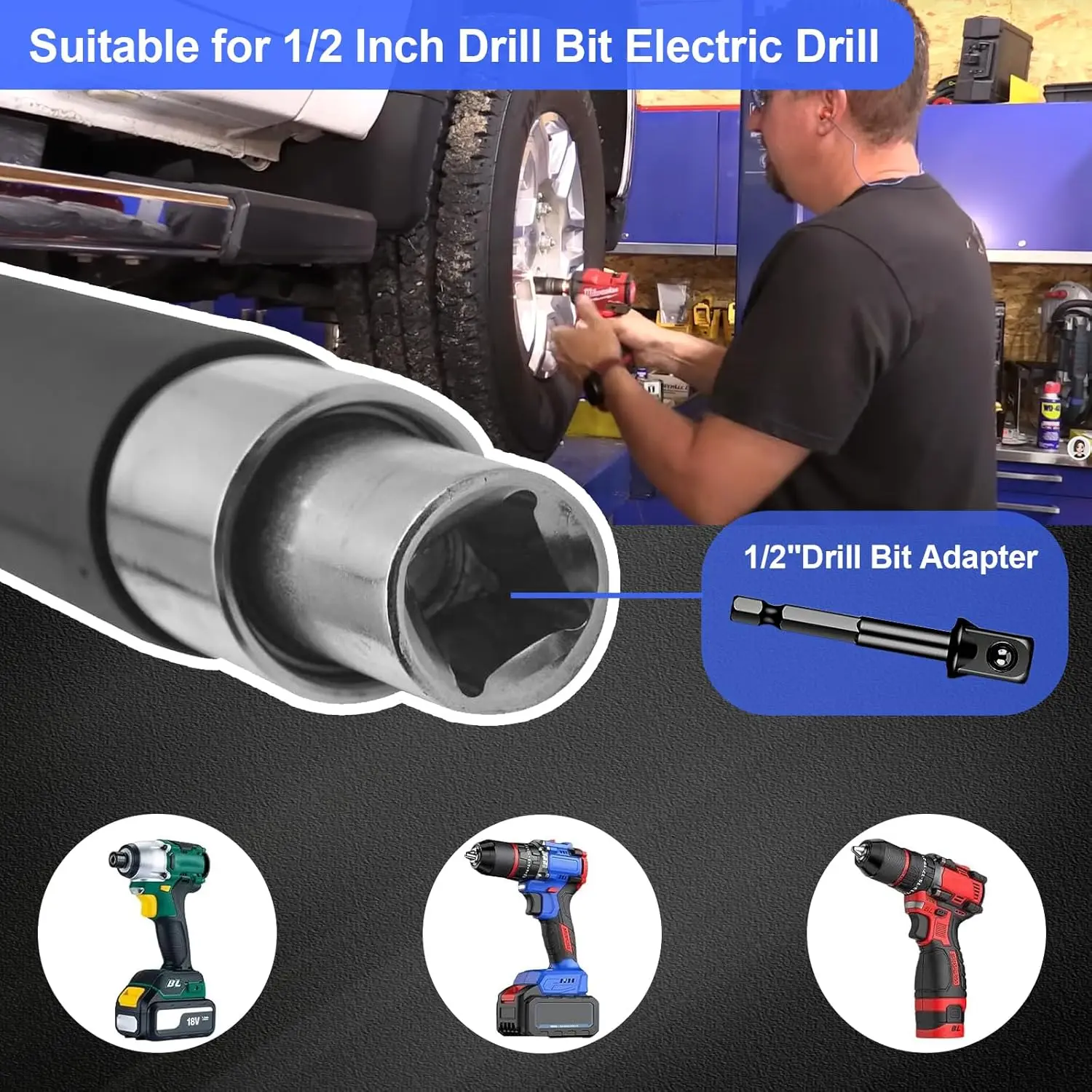 Offset Extension Wrench for Electric Drills,ratchet extension includes with 1/2