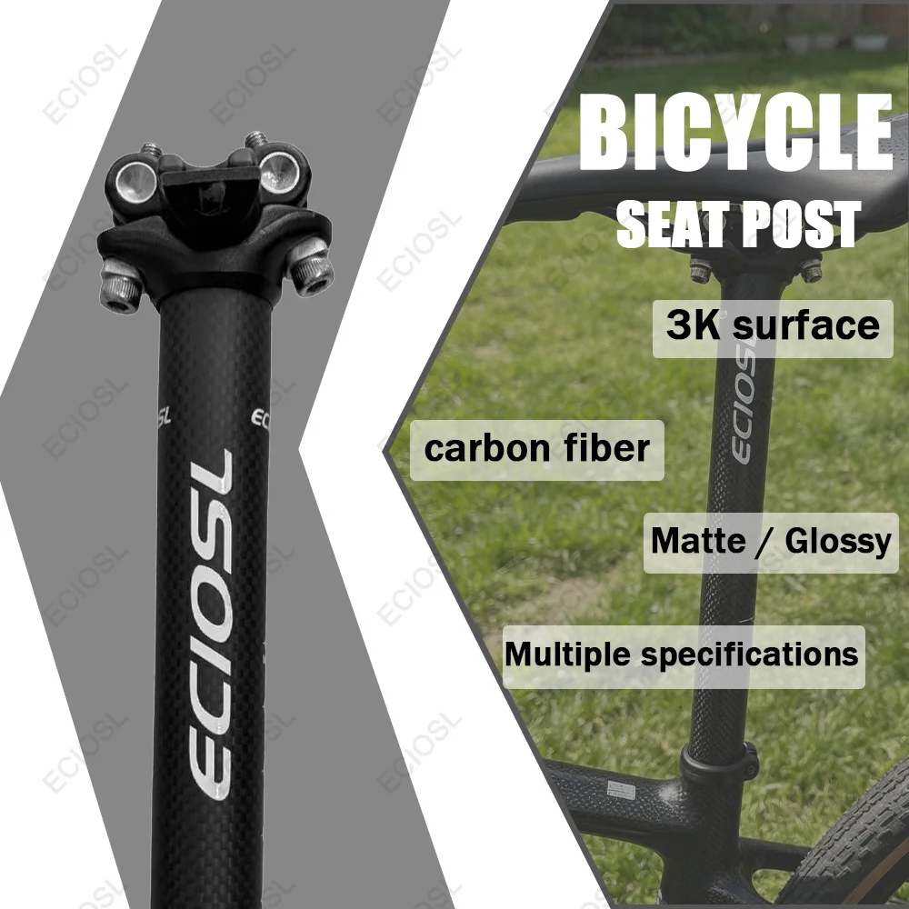 

3K Ultralight Carbon Fiber Bicycle Seat Post Matte/Glossy MTB Road Bike High Strength Seatpost 27.2/30.8/31.6mm*350/400mm