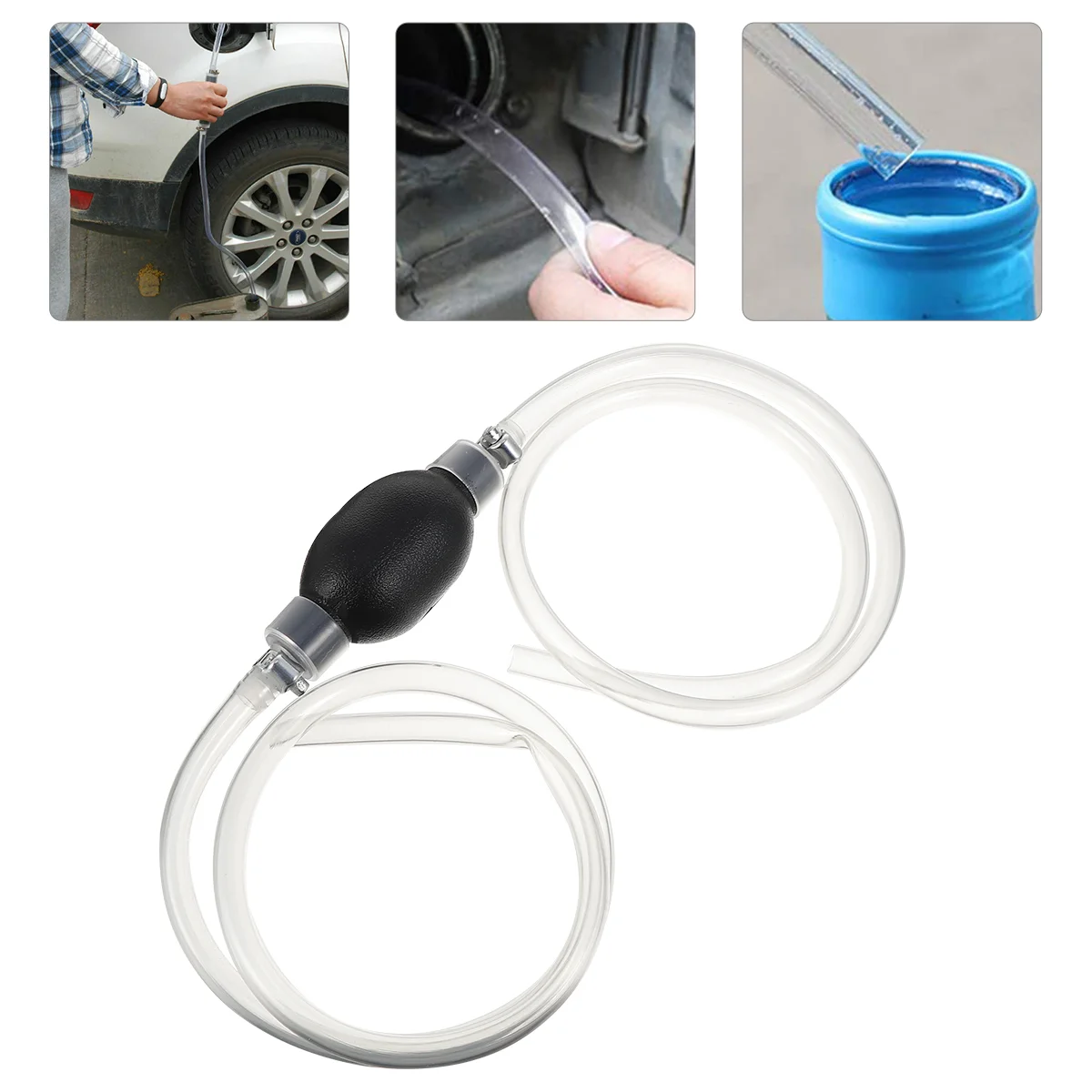 Portable Hand Squeeze Transfer Siphon Pump Large High Rate Multi Use Gasoline Oil Water Hose Emergency