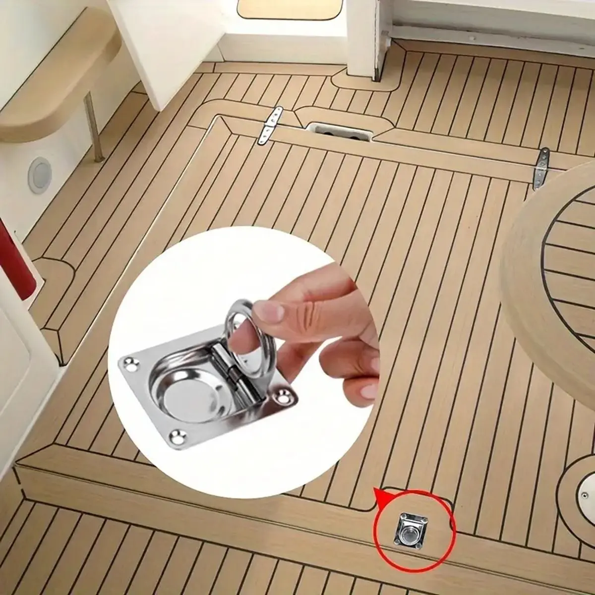 Budget-Friendly-(2 Pcs) Stainless Steel Locking Pull Ring Handle, Marine Boat, Yacht, Flush Lift, 2.5 