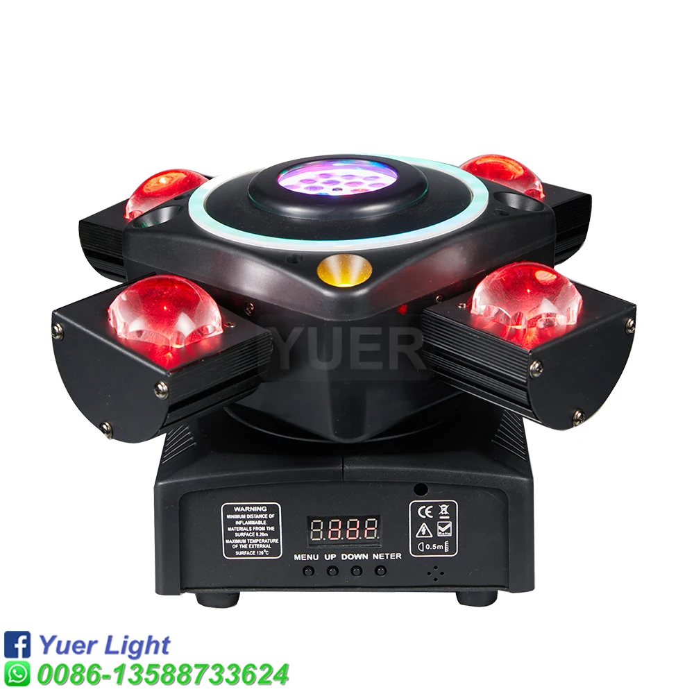 NEW LED 4X10W RGBW 4 Moving Head Beam Light DMX512 Controlled With Ring RG Laser Strobe Effect Disco Music Dance Bar Party Light