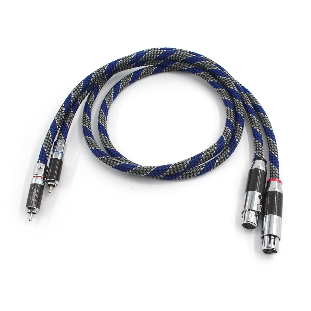 

Pair Silver-Platedr OFC XLR to RCA Audio Hifi Interconnect Cable with Carbon Fiber Plug