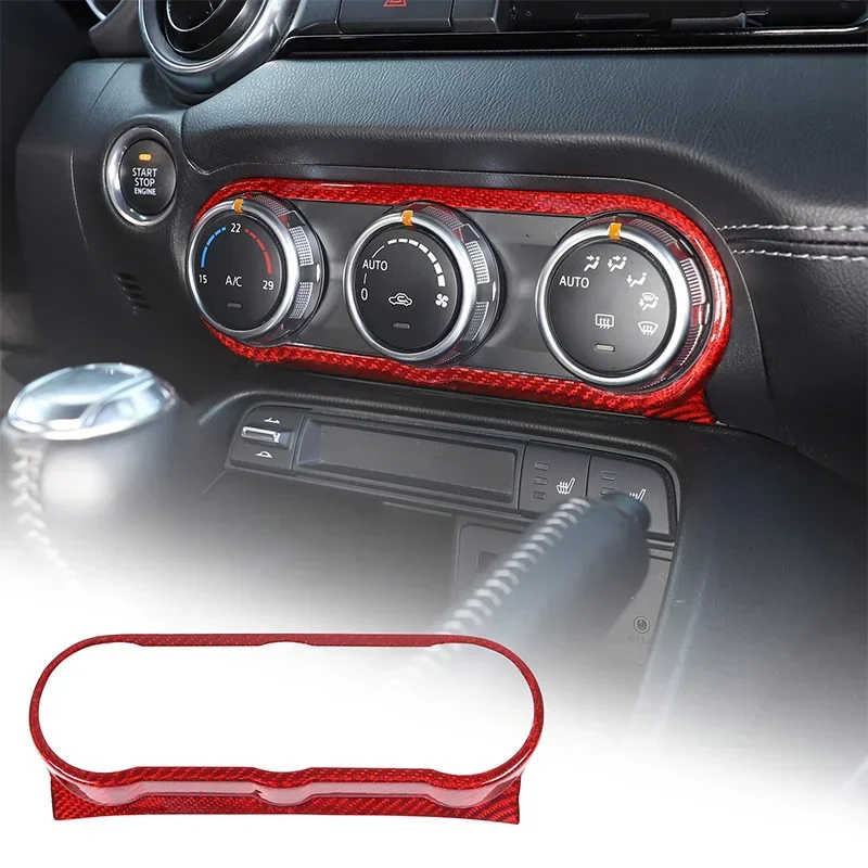 

For Mazda MX5 Miata ND 2016-2023 Accessories Real Carbon Fiber Car Interior Air Conditioning Button Panel Trim Sticker