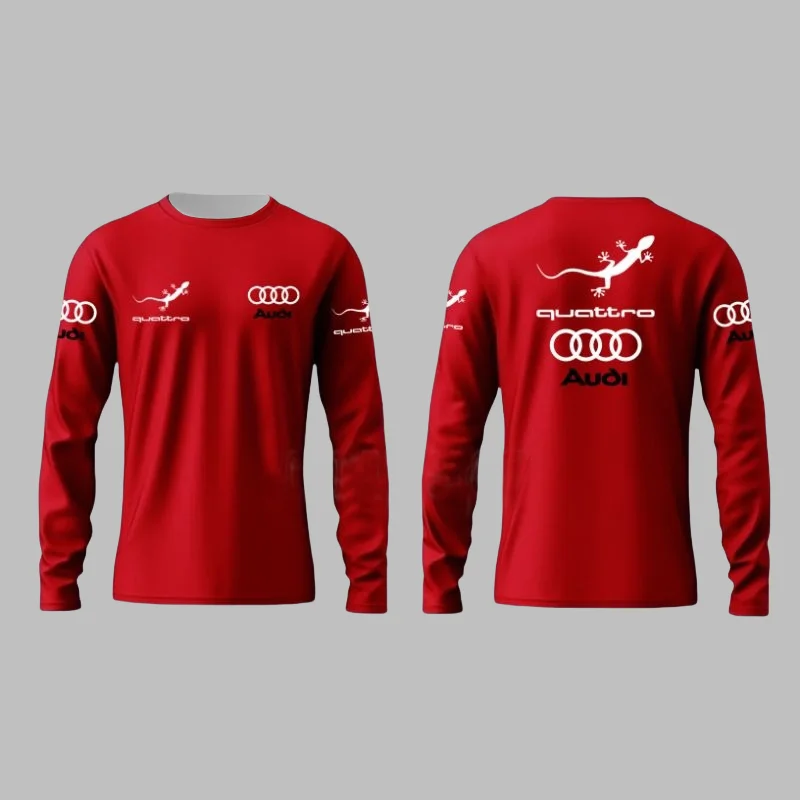 2025 Spring and Autumn Fashion Audi Racing Competition Printed Men's Adult Long Sleeve Daily Leisure Sports Fitness Teen T-Shirt image 4