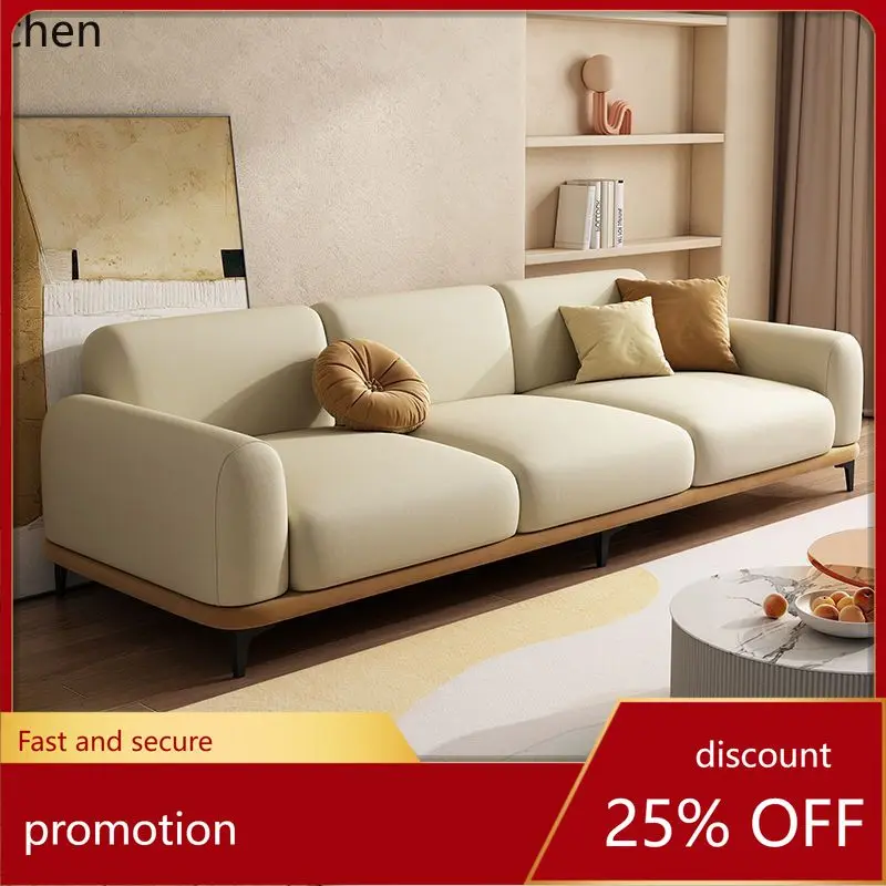 ZML Sofa Living Room Small Apartment Sofa Leather Three-Seater Straight Row