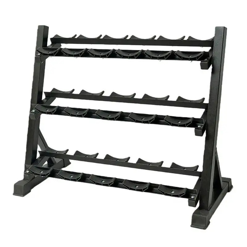 2026 Foldable Metal Dumbbell Rack Steel Frame for Home Use Large Multi-Functional Storage Stand for Dumbbells Kettlebells Three-