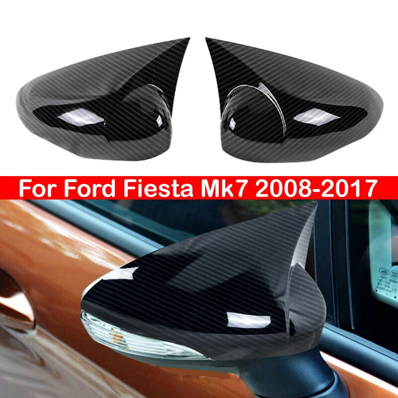 

For Ford Fiesta Mk7 2008-2017 Car Rearview Side Mirror Cover Wing Cap Sticker Exterior Door Rear View Case Trim Carbon Fiber