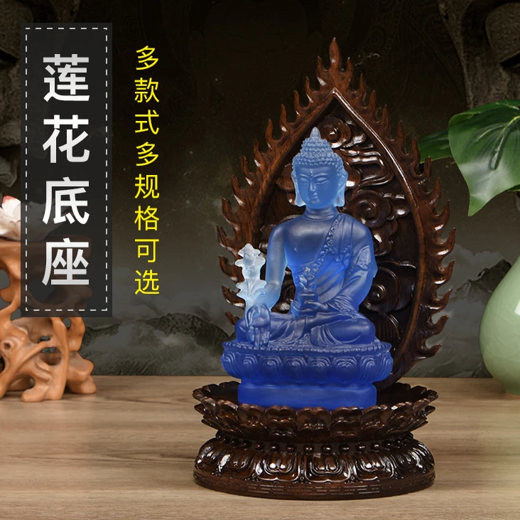 

Special Offer - HOME Temple Buddhist talisman Worship the Buddha statue + ebony wood flower Tantra Base 19CM TALL