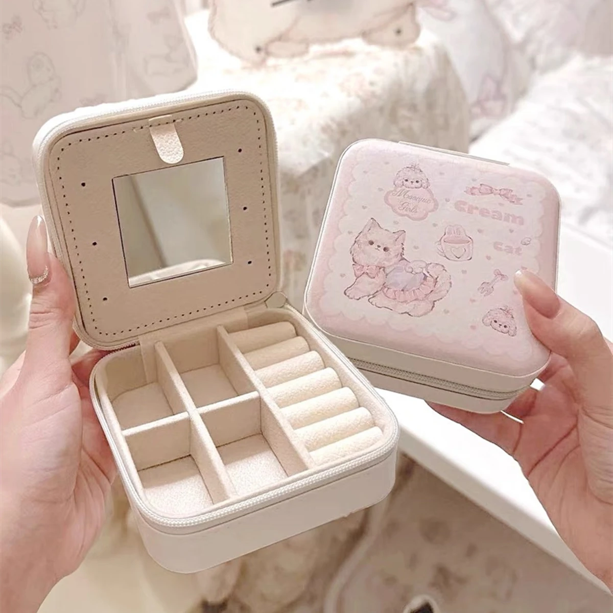 

Portable Mini Jewelry Storage Box Travel Organizer Jewelry Case Leather Storage Earrings Necklace Ring Jewelry Organizer Display