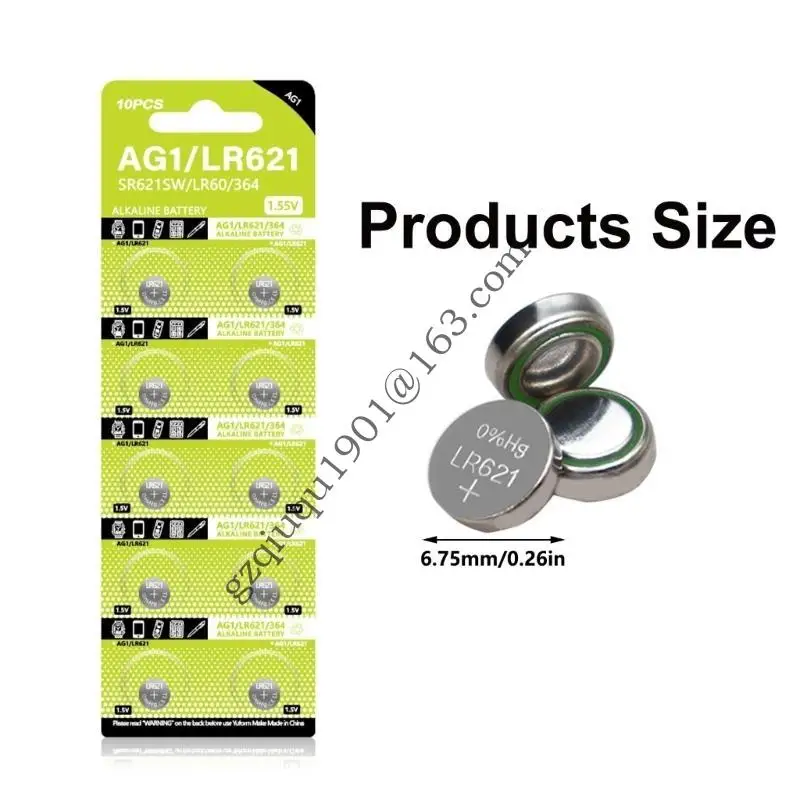 10pcs Ag1 Button Batteries LR621 LR60 SR621SW SR60 SR60L SR60 L621 TR621 SR621 066A
