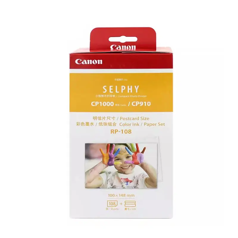 Original for Canon Selphy CP1300 CP1200 CP1000 CP910 CP1500 RP-108 Ink Cassette Photo Paper Set Printer KP108IN 6 Inch